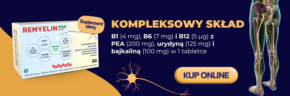 Suplement diety Remyelin NSAI z witaminami B1, B6 i B12, PEA, urydyną i bajkaliną