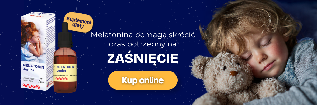 Suplement diety Melatonin Junior w kroplach, melatonina pomaga skrócić czas potrzebny na zaśnięcie